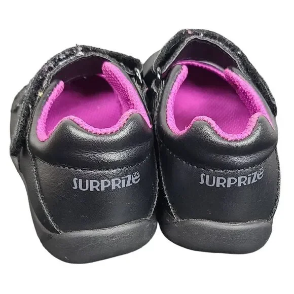 Smart Fit Toddler Girl Size 5 Black Memory Foam Mary Jane Flower Velcro Shoes - Picture 5 of 6